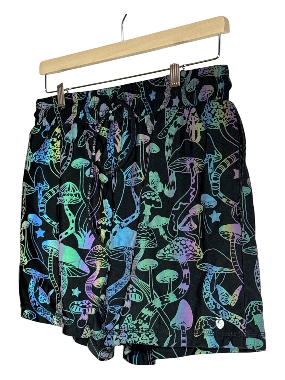 Peach Active Men’s Black Running Shorts with Luminous Reflective Print Size S